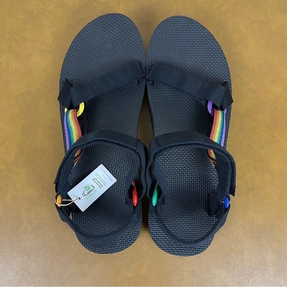 Teva Mid Universal Pride Platform Black/Rainbow‎ Sandal Size 14 Men